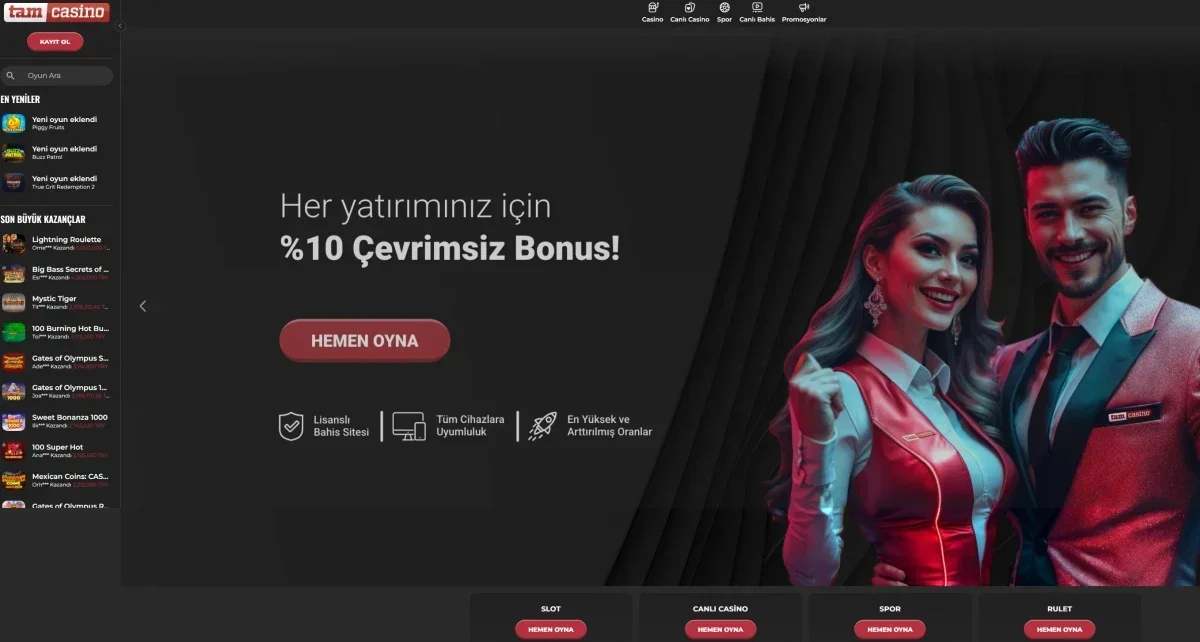 Tam Casino ekran görüntüsü